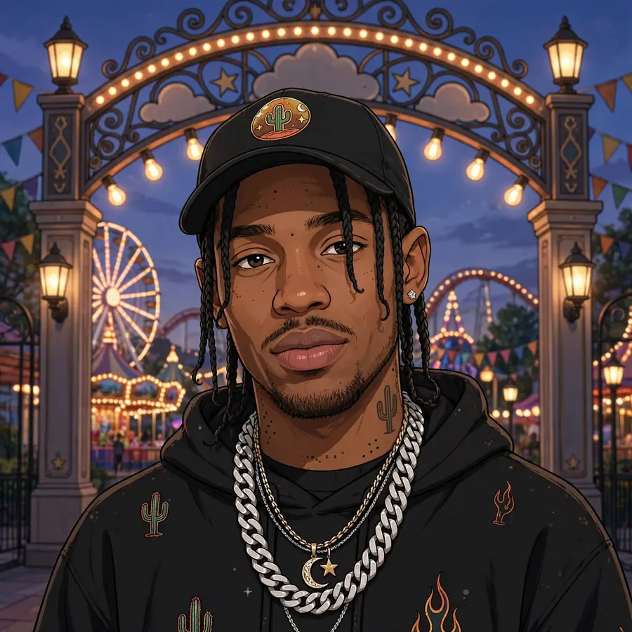 Astroworld Travis Scott pfps: original park entrance dusk