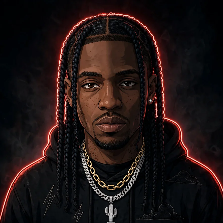 Dark Travis Scott pfp: original neon rim light
