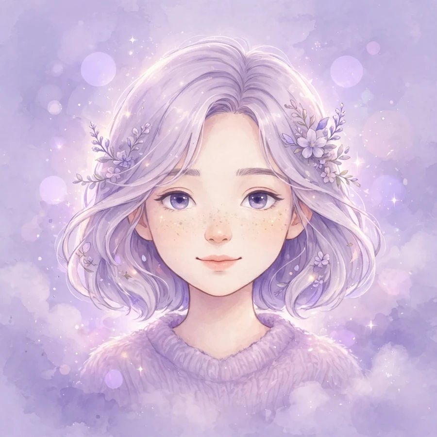 Aesthetic tiktok preppy pfp: original lavender haze calm portrait