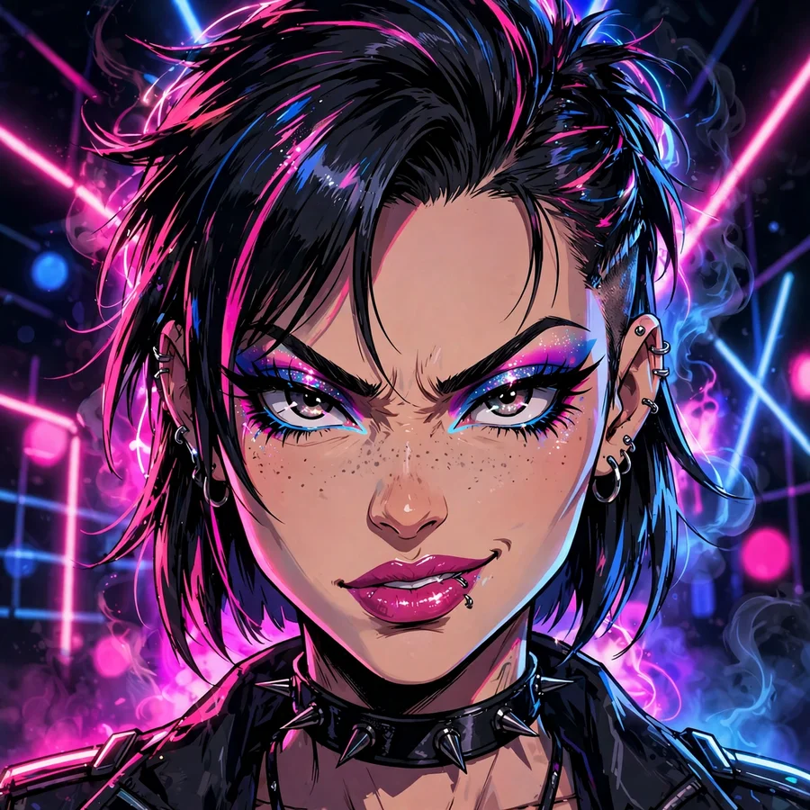 Baddie aesthetic pfp tiktok profile: original neon nightclub glam portrait