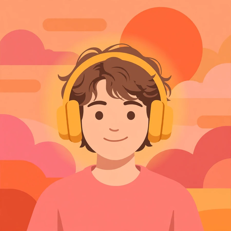 Chill pfp for tiktok: original relaxed face with headphones at sunset