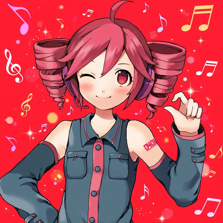 Teto pfps: original Kasane Teto winking with a finger heart