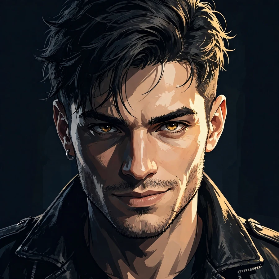 Foto profil tik tok keren: original cool leather jacket portrait