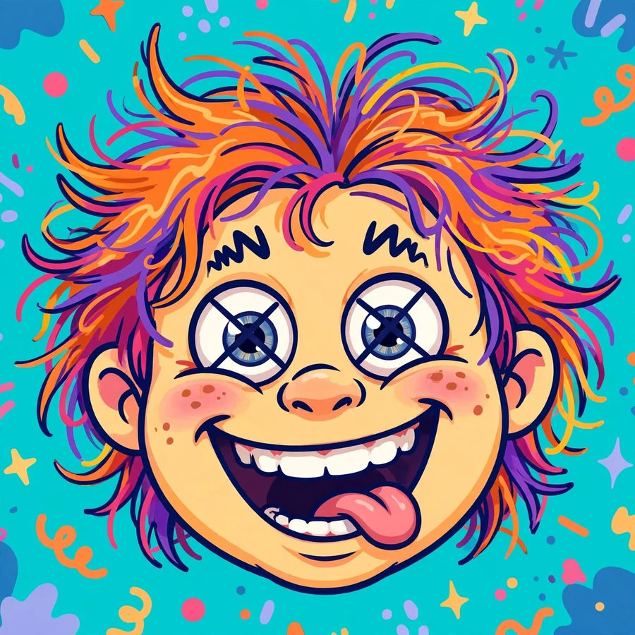 Funny pfp for tiktok: original goofy grinning face with crossed eyes