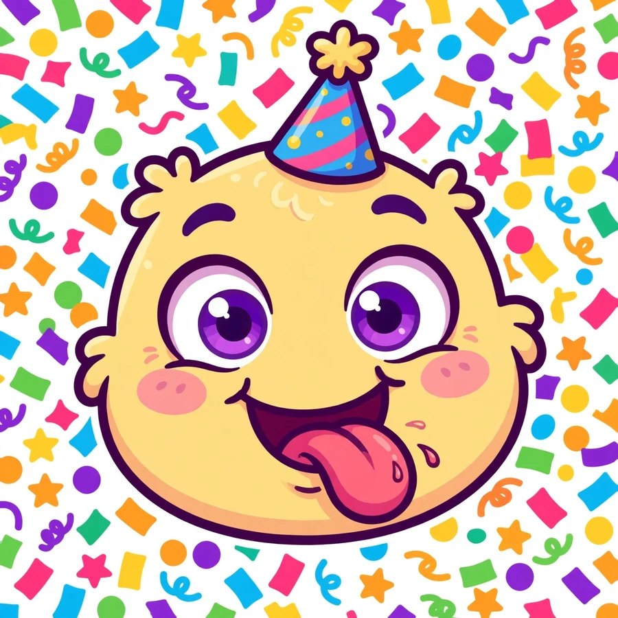 Funny pfp for tiktok: original silly tongue-out face with party hat