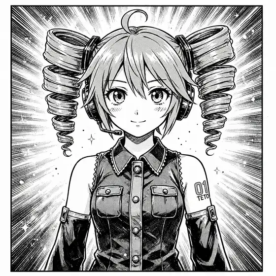 Teto pfp: original Kasane Teto in black and white manga style with screentone