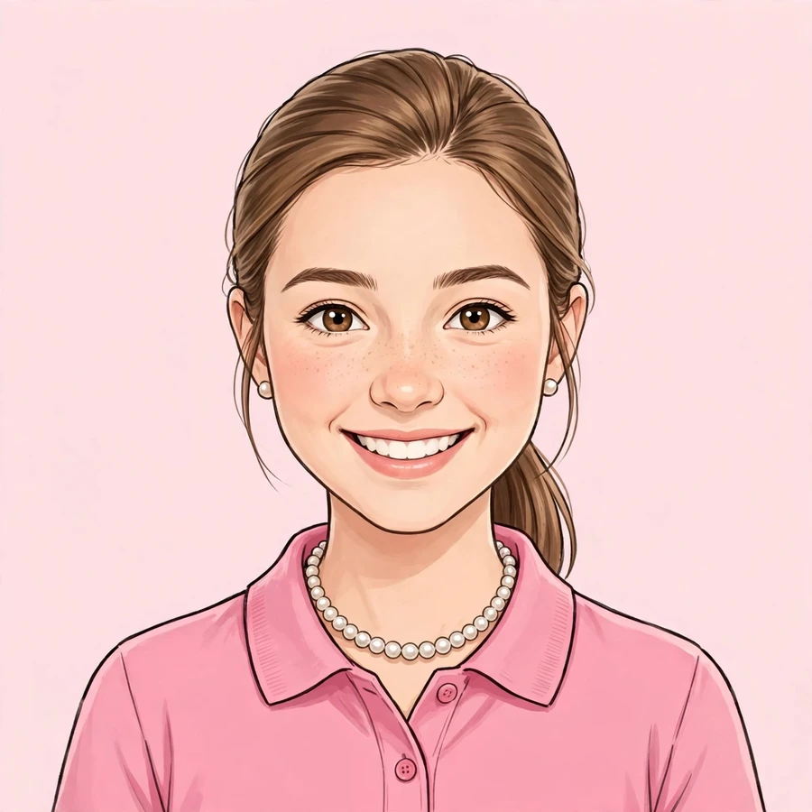 Preppy pfp for tiktok: original pink polo pearl necklace portrait