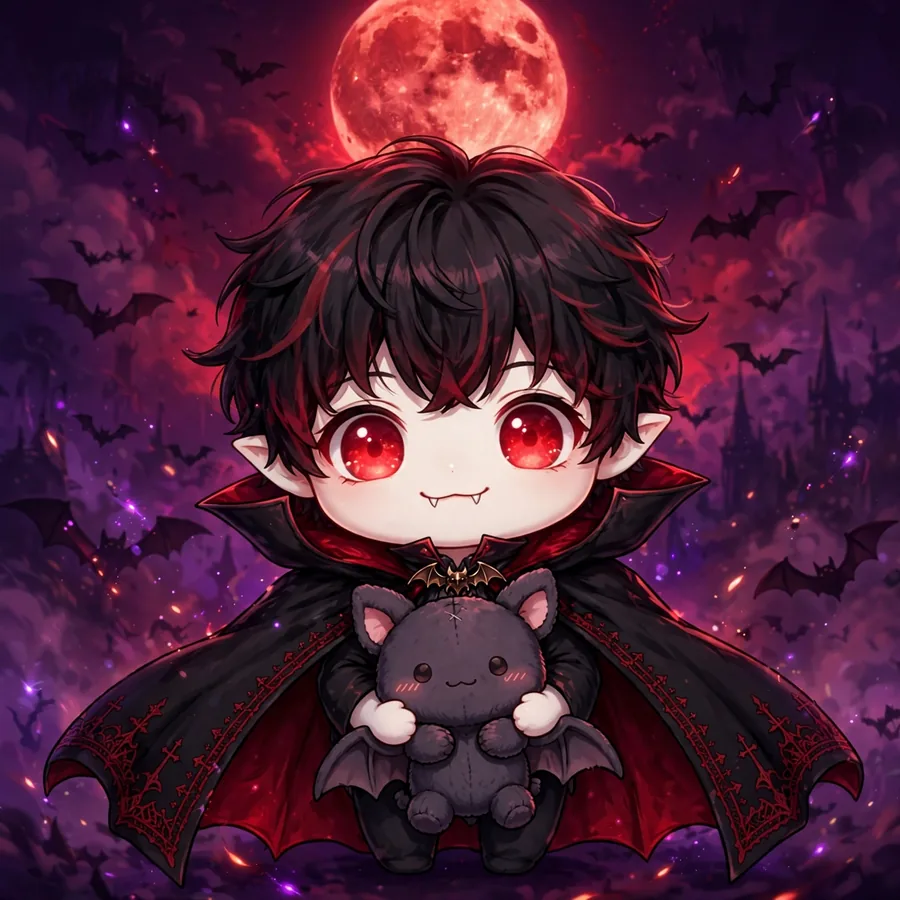 Chibi vampire pfp: original tiny fangs