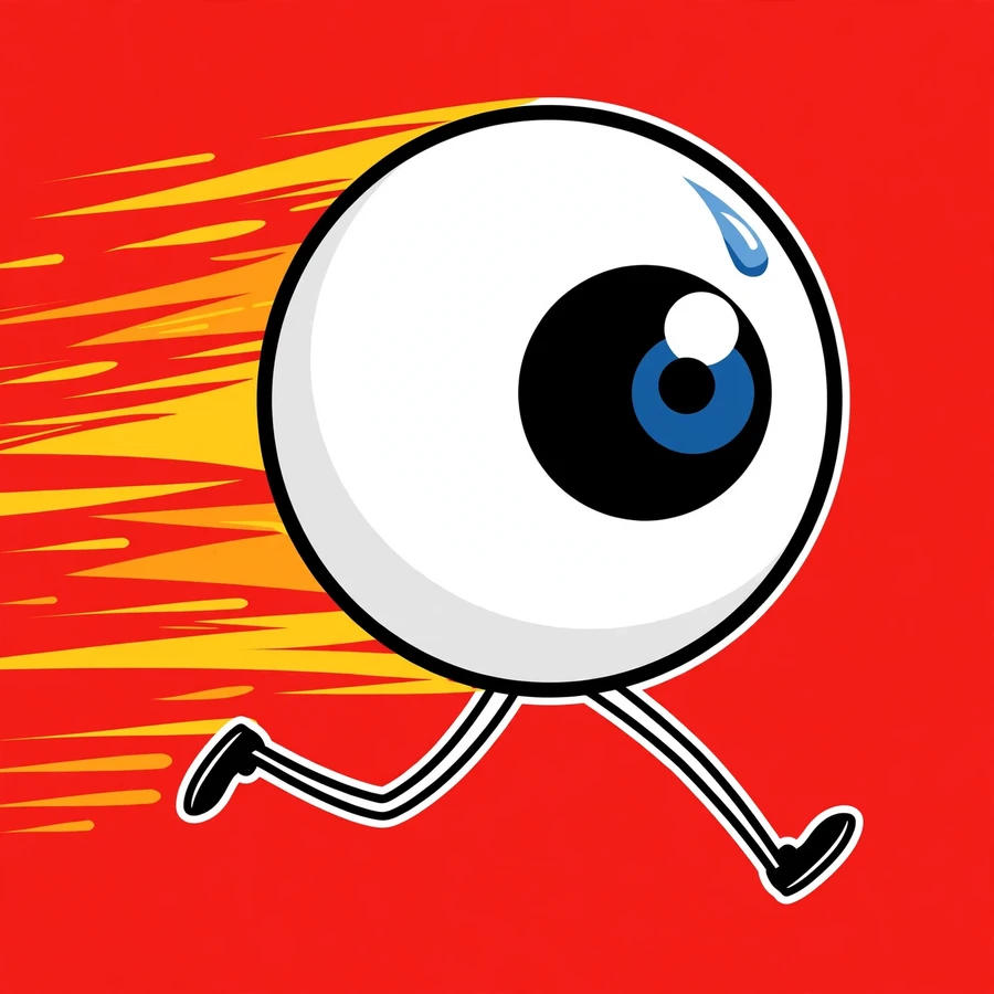Weird pfp of a giant eyeball with legs running at full speed