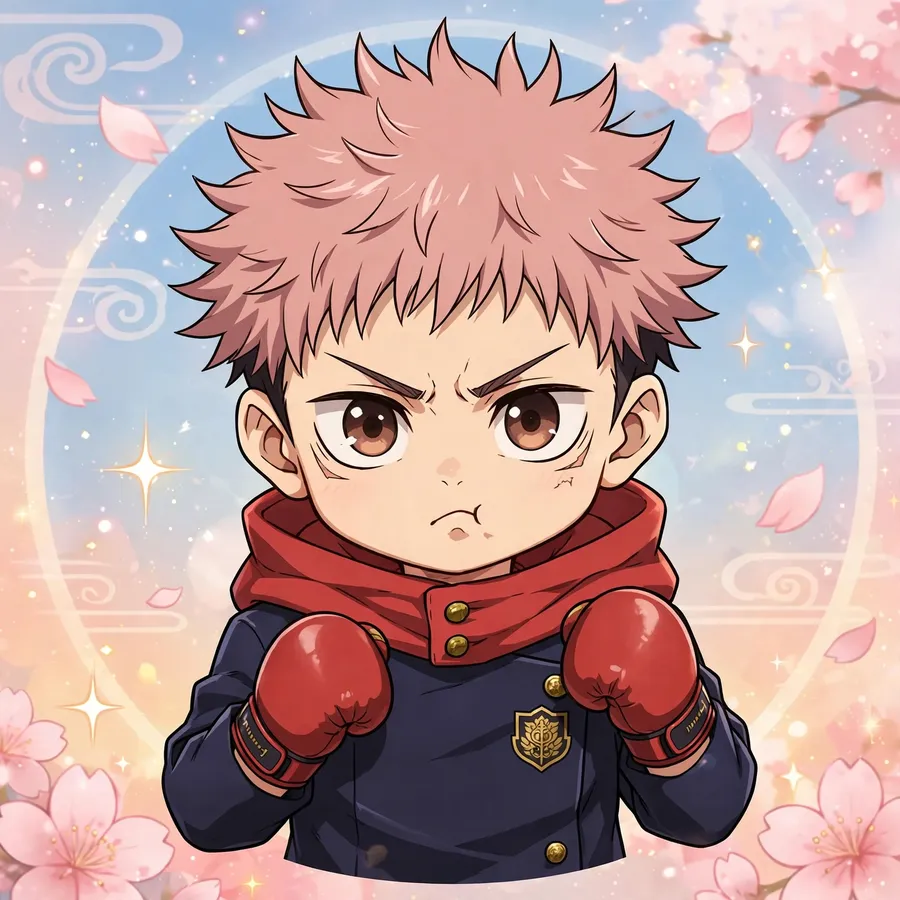 Yuji chibi pfp: original mini Yuji with boxing gloves