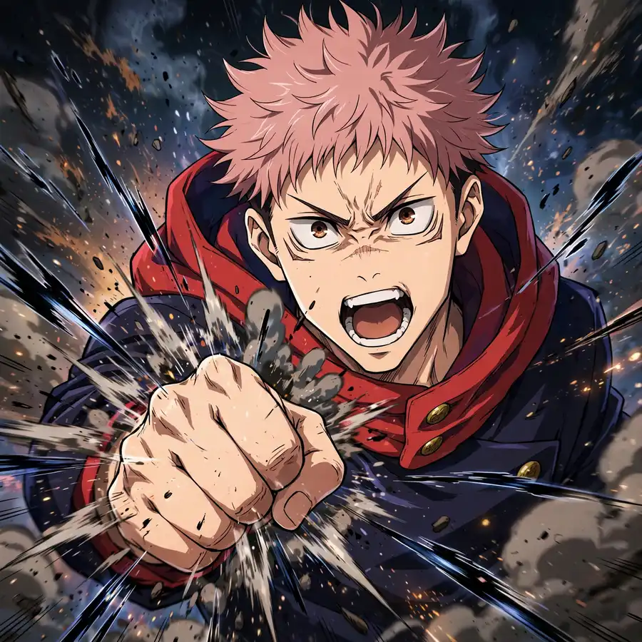 Fighting Yuji pfps: original Divergent Fist impact frame
