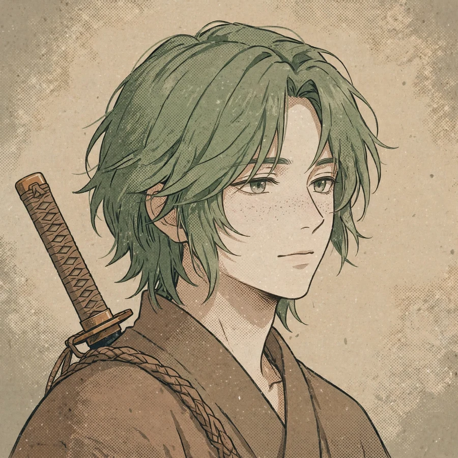 Aesthetic zoro pfp: original lo-fi portrait with halftone dots